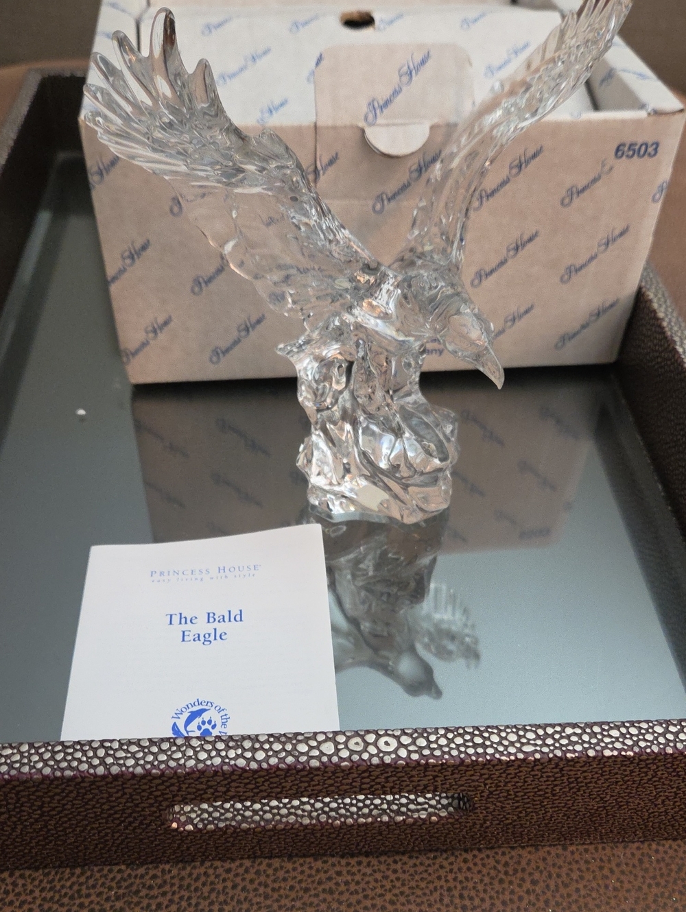 Princess House vintage American Bald Eagle figurine made of 24% Lead Crystal